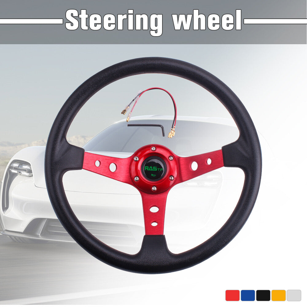 Universal 13.5 345MM 9.5cm Deep Dish Drifting Aluminum Steering Wheel Racing CA