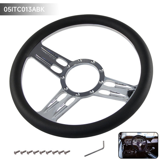 14 9 Hole Chrome Aluminum Half Wrap PVC Steering Wheel for Chevy for GMC IDIDIT