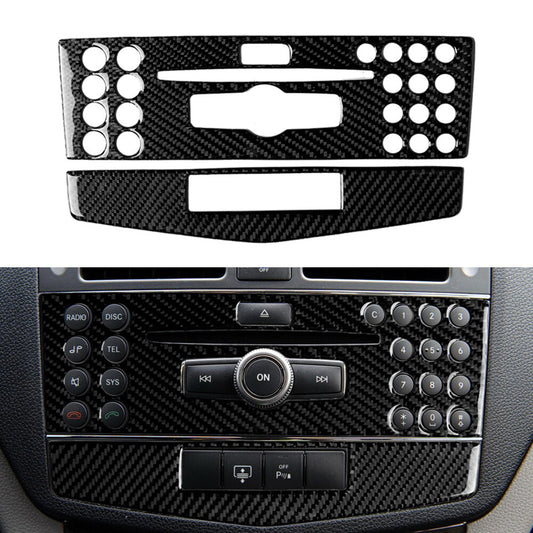 Carbon Fiber Console CD Panel Trim for Mercedes-Benz C Class W204 2007-10 Type C