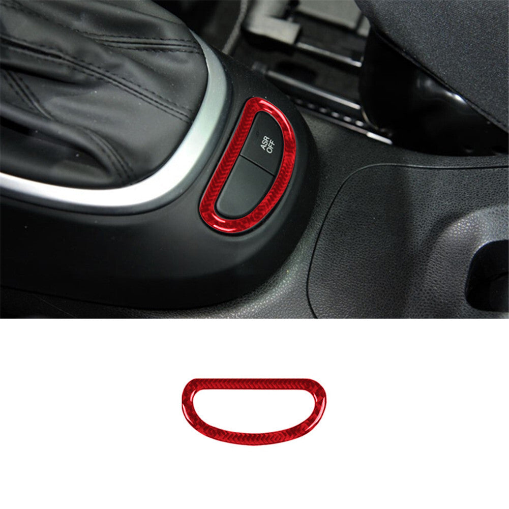 Red Carbon Fiber Gear Shift Floor Console Buttons Cover Trim For 14-17 for Fiat 500L