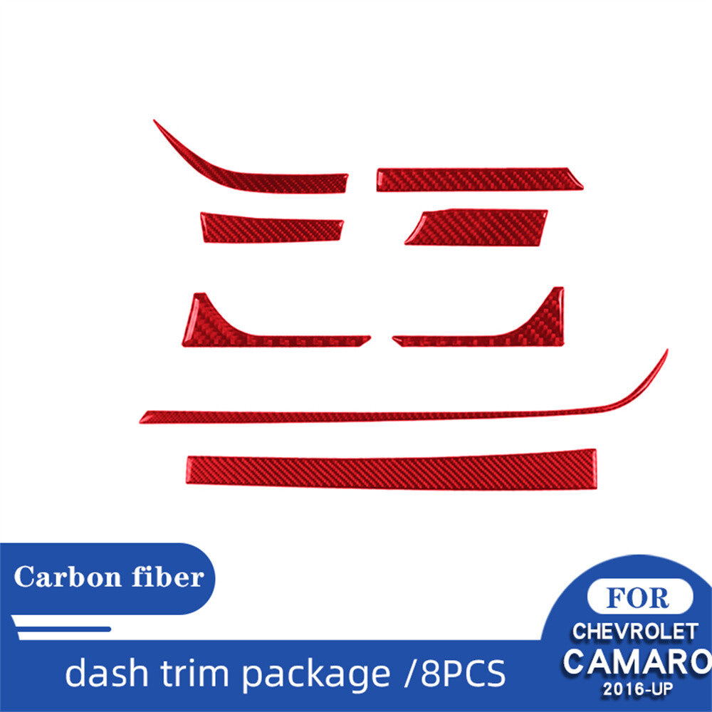 Red Carbon Fiber Central Control Dashboard Panel Trim for Chevrolet Camaro 2016+