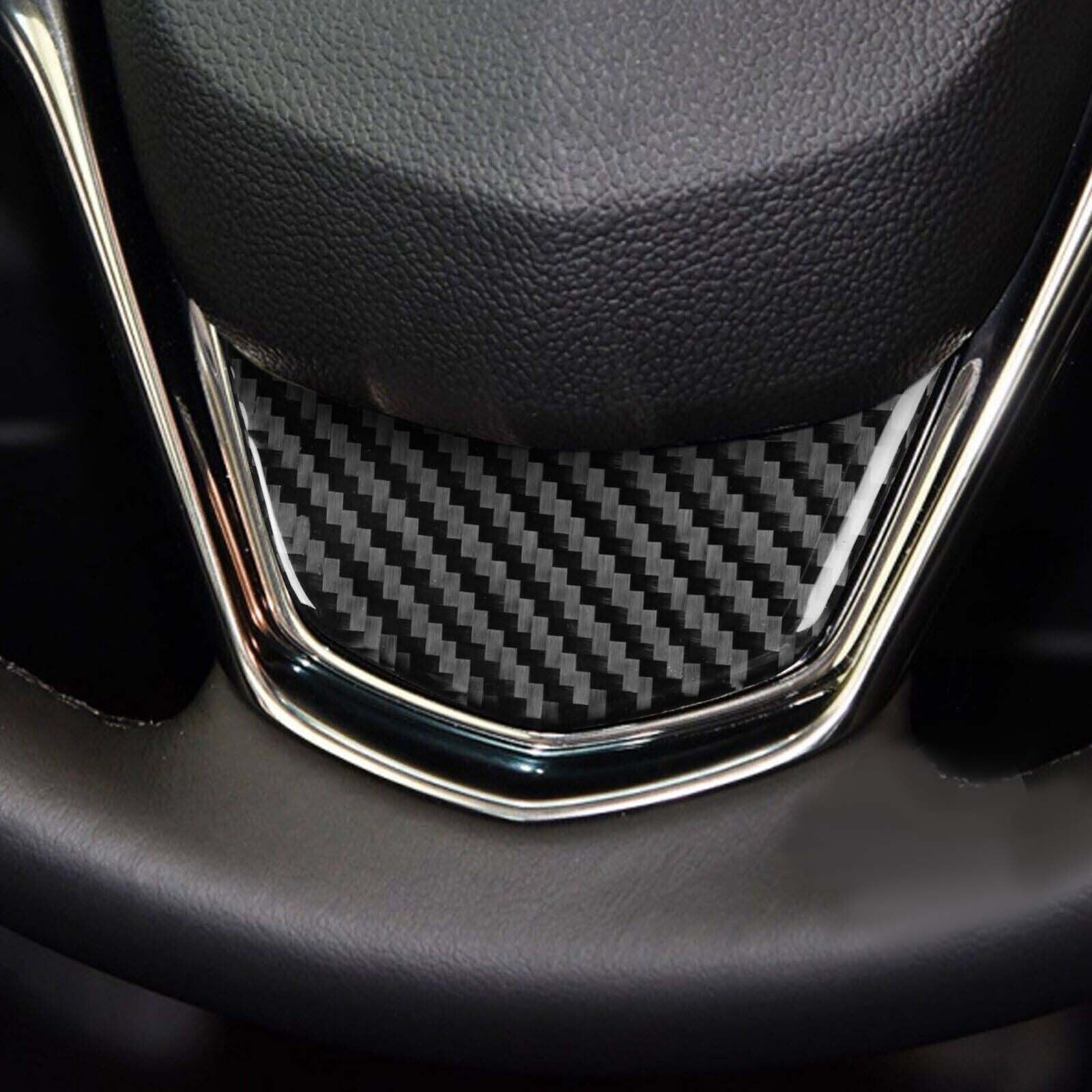 3Pcs Carbon Fiber Interior Steering Wheel Cover Trim for Cadillac ATS 2013-2019
