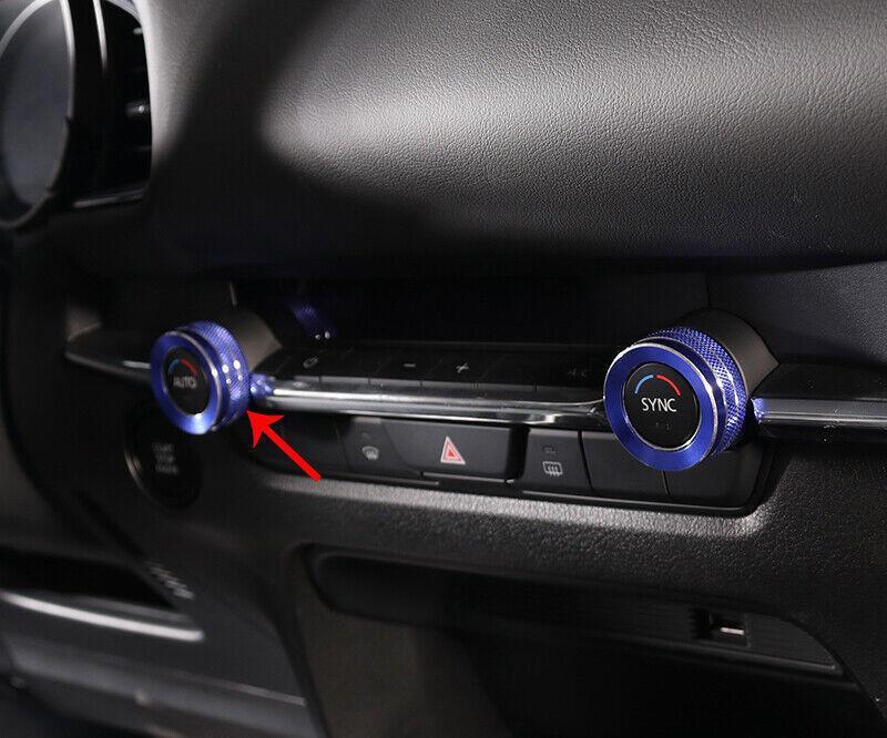for Mazda CX-30 2020-2022 Blue Aluminum Middle Console AC Knob Cover Trim 2PCS