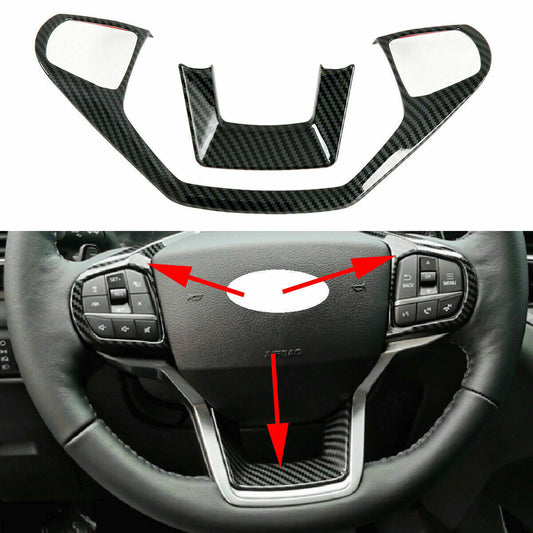 for Ford Explorer 2020-2023 Carbon Fiber Steering Wheel Button Frame Cover Trim