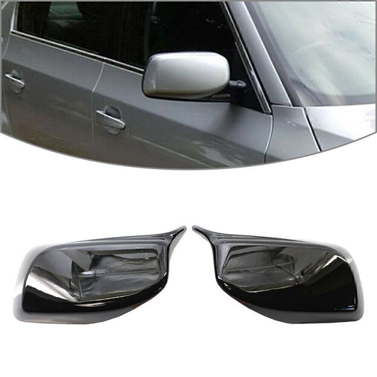 Pair Rear View Mirror Rearview Mirrors Cover Trim Black for BMW E60 E61 2004-07