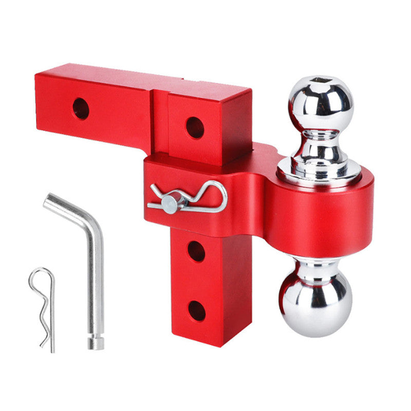 Red double-ball 6-inch drop adjustable trailer hitch fits 2-inch receiver