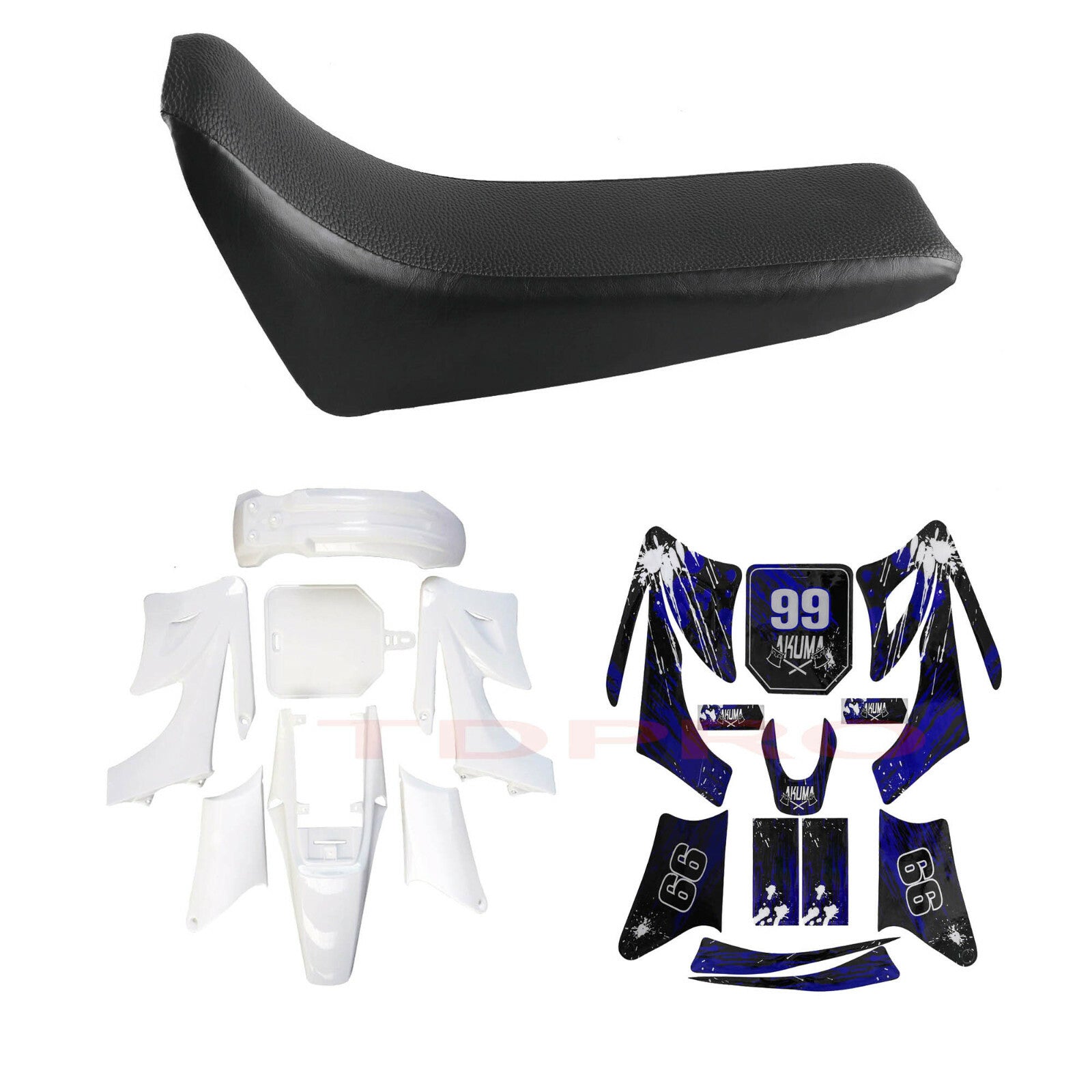 Plastic mudguard kit with graphic design and for seat for Apollo Orion Pit bikes 125cc, 140cc, 200cc