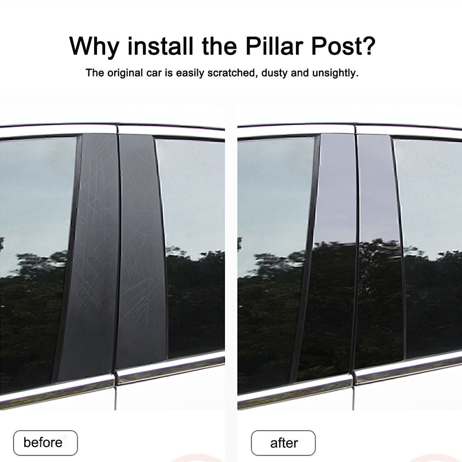 Piano Black Pillar Posts Door Window Molding Strip for Chevrolet Malibu 2016-21