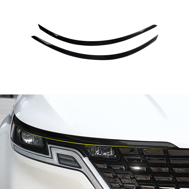for Kia Carnival 2022-2023 Glossy Black Headlight Eyelid Trim Cover Eyebrows 2x