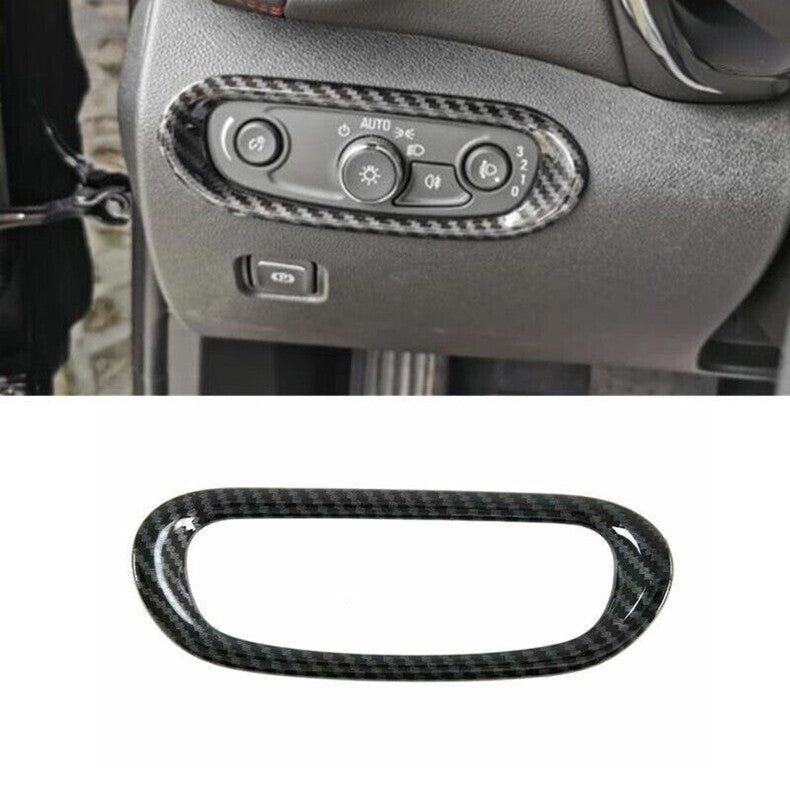 for Chevy Blazer 2019-2022 Carbon Fiber Headlight Switch Button Frame Cover Trim