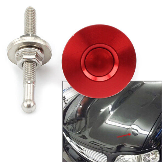 1x Red Push Button Quick Release Car Bumper Hood Pins Bonnet Lock Clip Latch