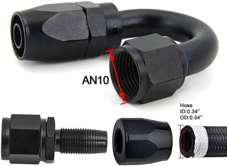 4-pack 180-degree rotating hose end connector adapters for fuel AN6 AN8 AN10