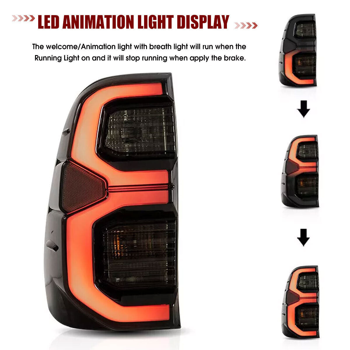 1Pair LED Rear Tail Light with Turn Signal Assy for Toyota Hilux Revo 2015-2022