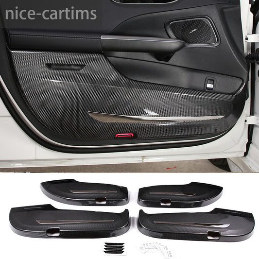 for Benz C class W206 2022+ Interior Door Anti-Kick Panel Cover ABS Carbon Fiber