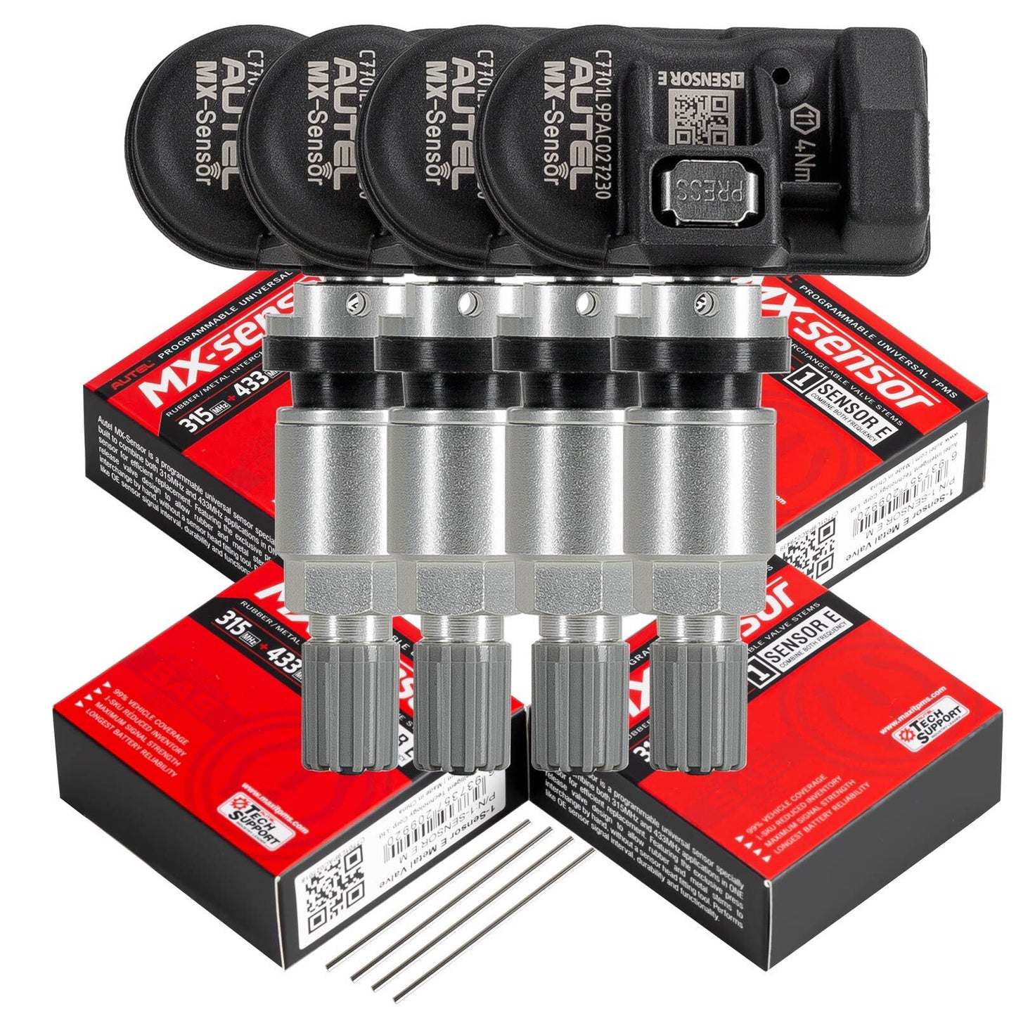 4x MX-Sensor 315MHz433MHz 2-in-1 Universal Prog-rammable TPMS Sensor Tire