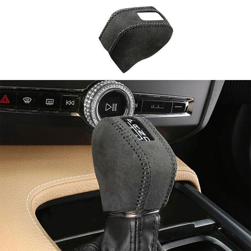 for Volvo XC90 2016-2021 2022 Black Suede Inner Gear Shift Knob Decor Cover Trim