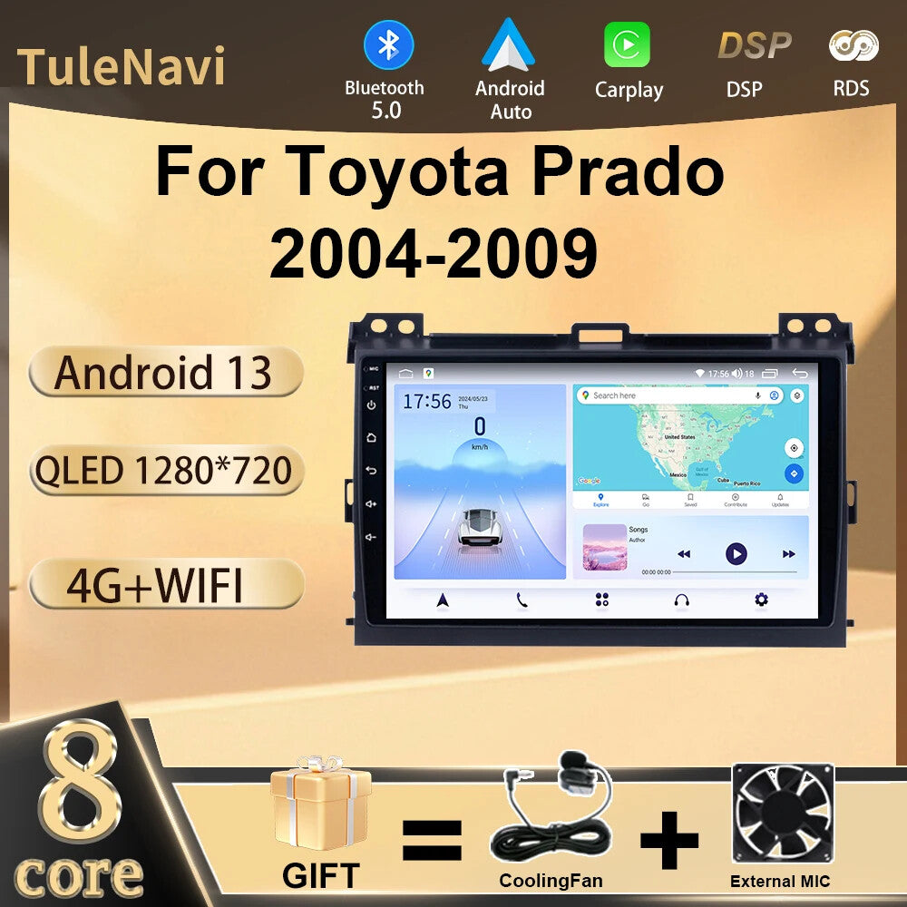 for Toyota Prado 04-09 Android Auto Video Player Car Radio Head Unit Carplay GPS