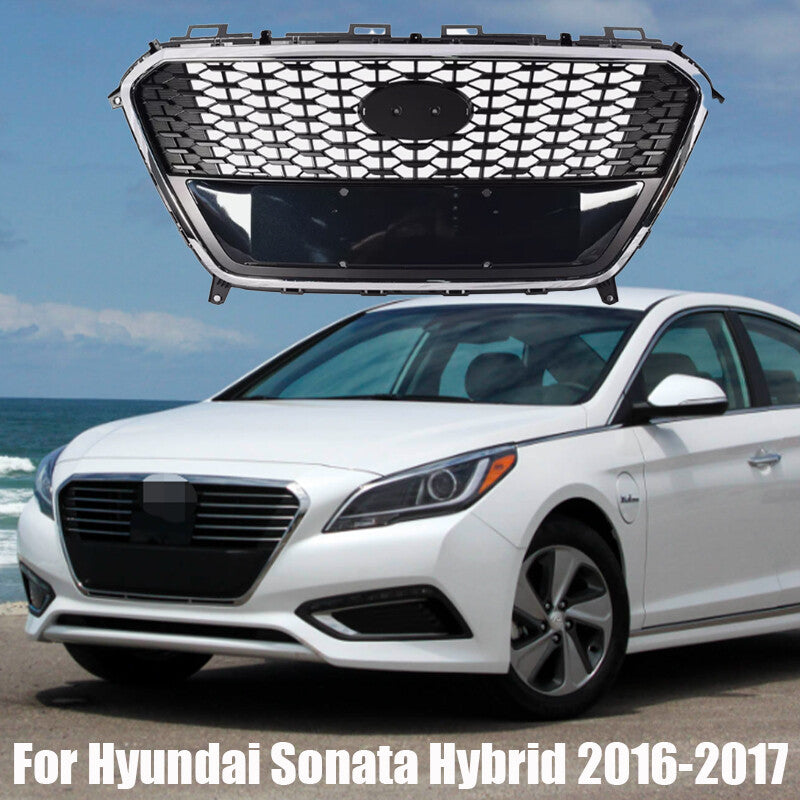 2016 2017 for Hyundai Sonata Hybrid Front Bumper Radiator Grille Chrome+Black