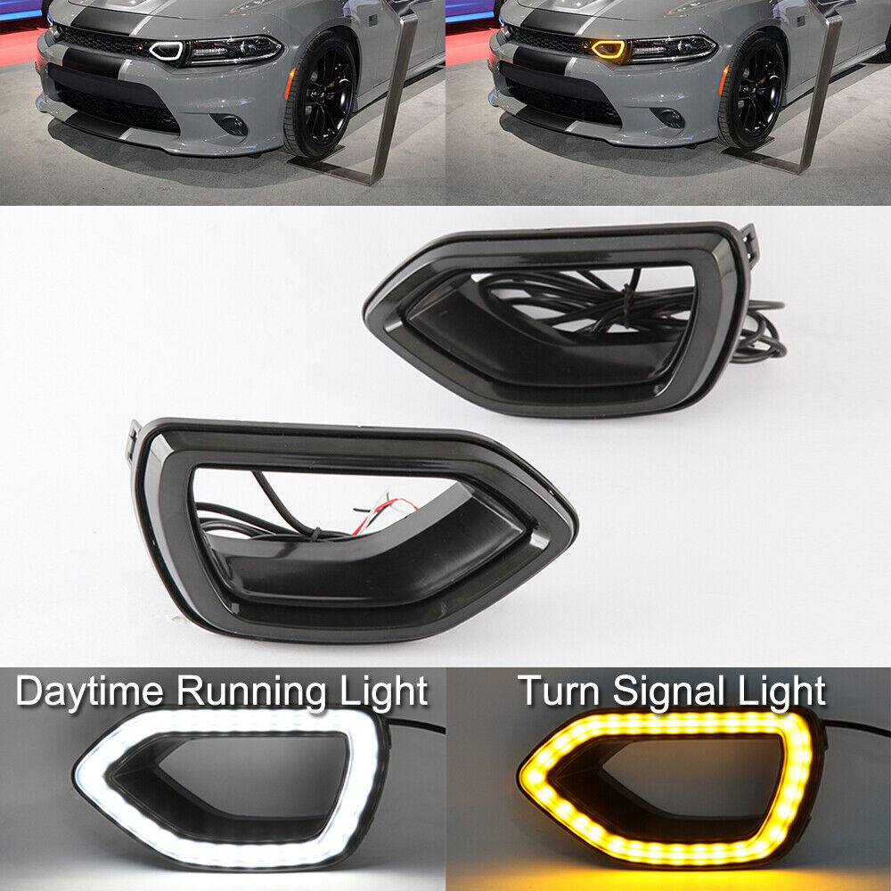 For SRT Scat Pack Grille Smoke LED Lights Pig Nose for Dodge Charger 2015-2020