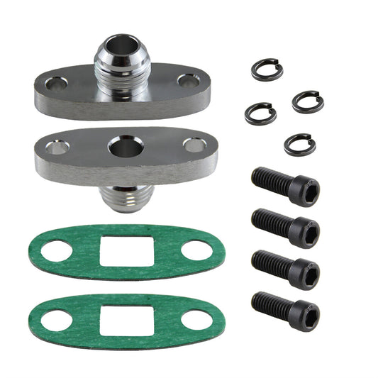 2PCS Turbo Oil DRAIN OUTLET Flange Gasket Adapter Kit 10AN T3 T4 GT32 GT35 T04