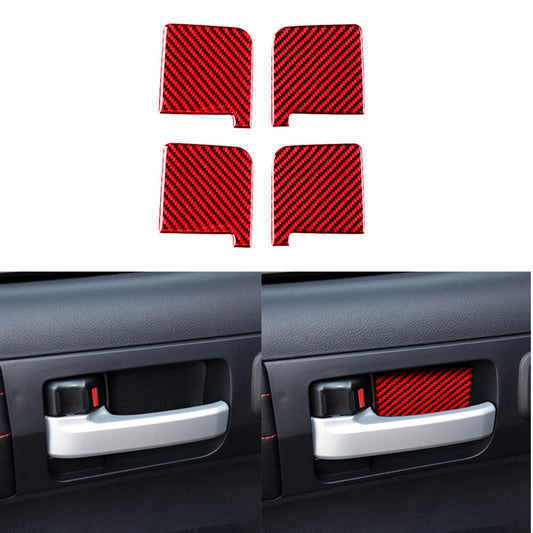 Red Carbon Fiber Door Bowl Decorative Cover Trim for Toyota Tundra 2014-2018