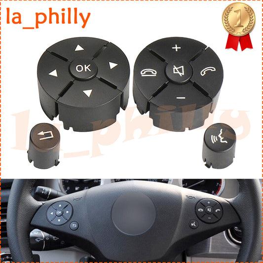 Black Steering Wheel Switch Buttons Kit For 2007-16 for Benz W204 W212 C/E/GLK-CLass
