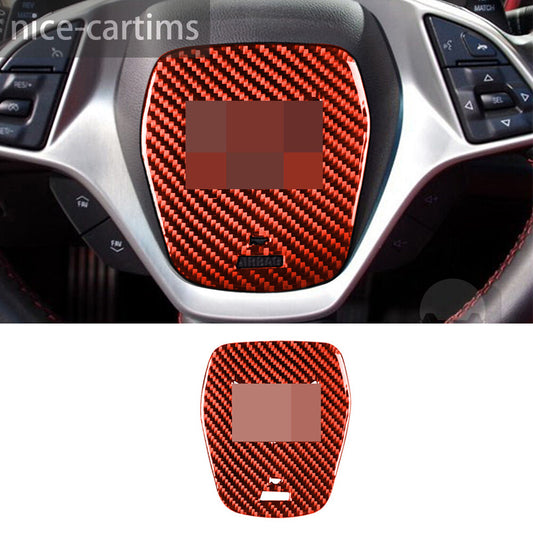 Red Carbon Fiber Steering Wheel Center Logo Trim for Chevrolet for Corvette C7 14-19