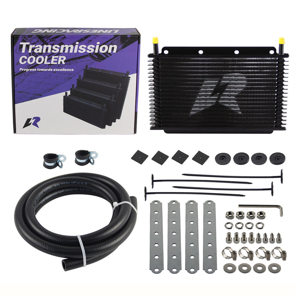 19 Row Transmission Oil Cooler Kit 11x4.2x0.75 (280x107x19mm) 3/8 Barb Black