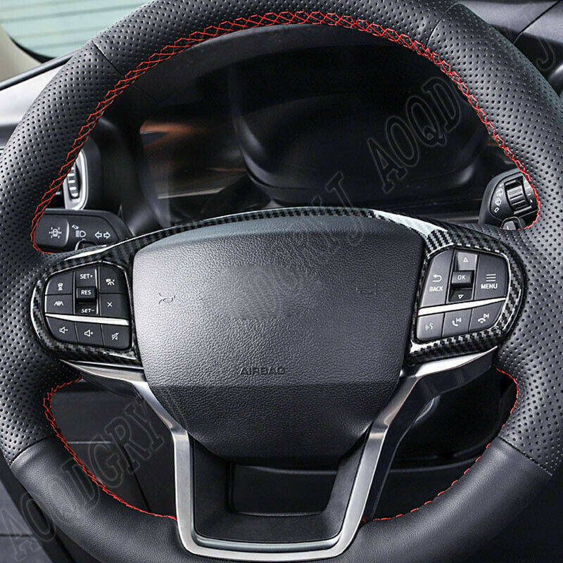 for Ford Explorer 2020-2021 ABS Carbon Fiber Steering Wheel Frame Trim Cover
