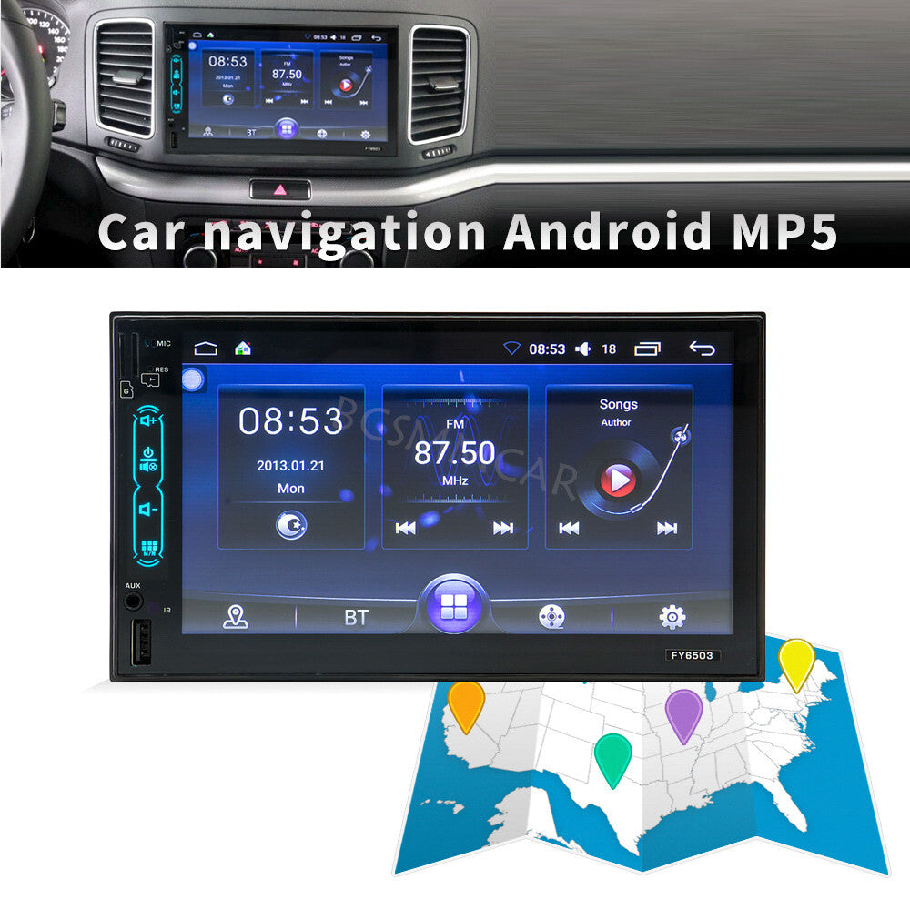 7in Double 2 DIN Car MP5 Player GPS Wifi Bluetooth Touch Screen Stereo Radio USB