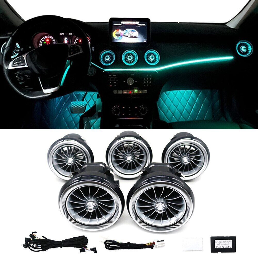 for Mercedes-Benz A B CLA GLA Class W117 12 Color LED Air Condition Turbine Vent