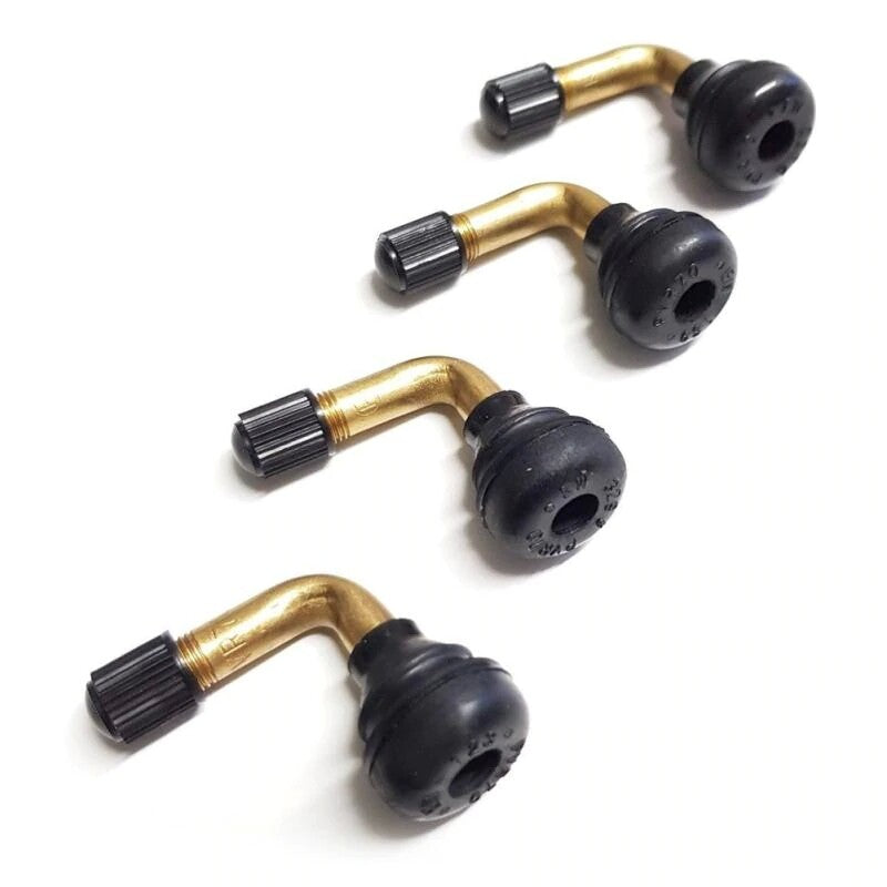4x Bent Valve Stems Brass Metal Angle 90 Degree Side Tire Wheel Car Motorcycle