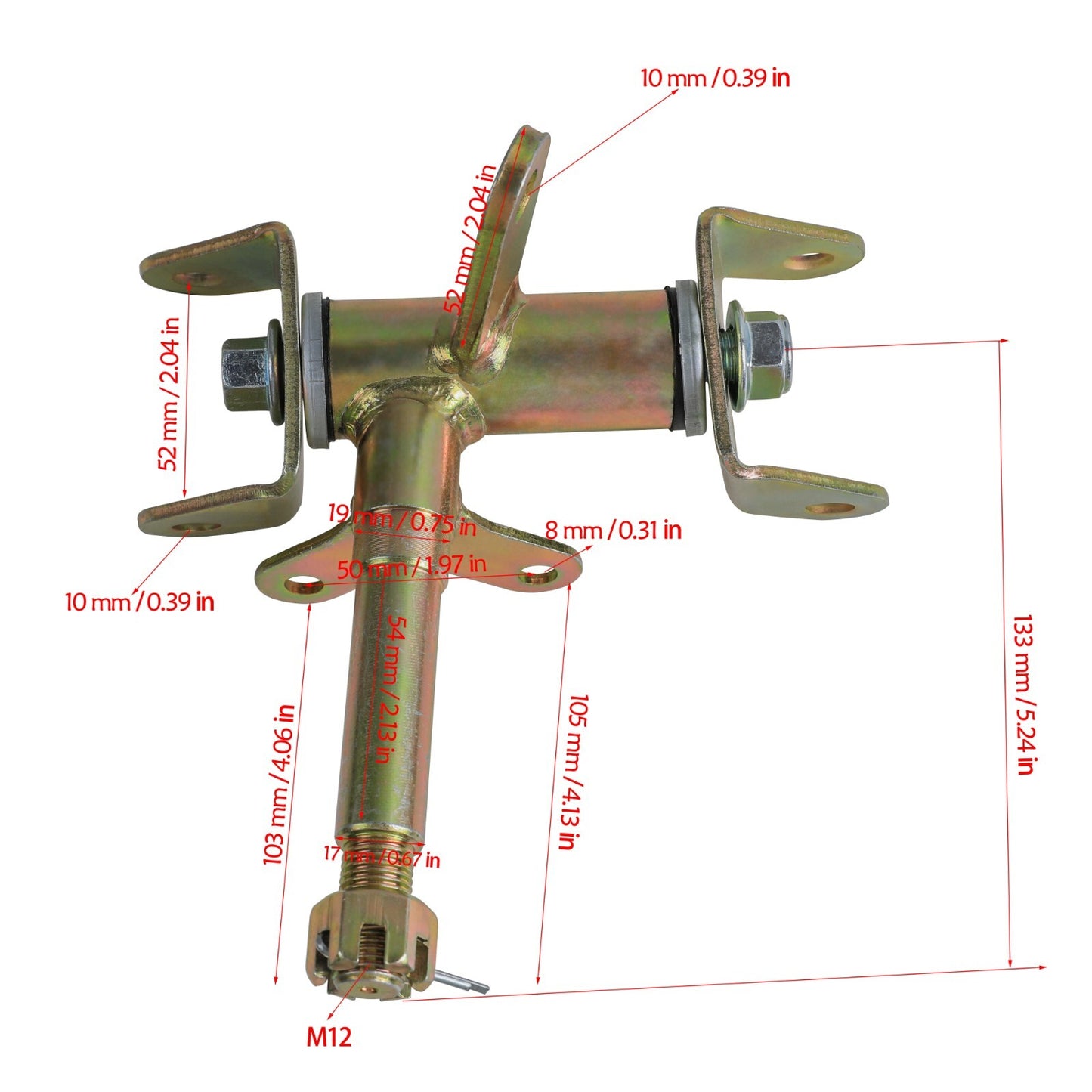 Front steering joint spindle kit for disc brake ATVs, go-karts, four-wheel off-road vehicles, and three-wheeled vehicles.