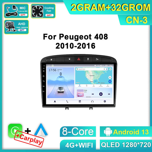 for Peugeot 308 for Peugeot 408 Android Auto CarPlay Car Radio GPS Player Screen