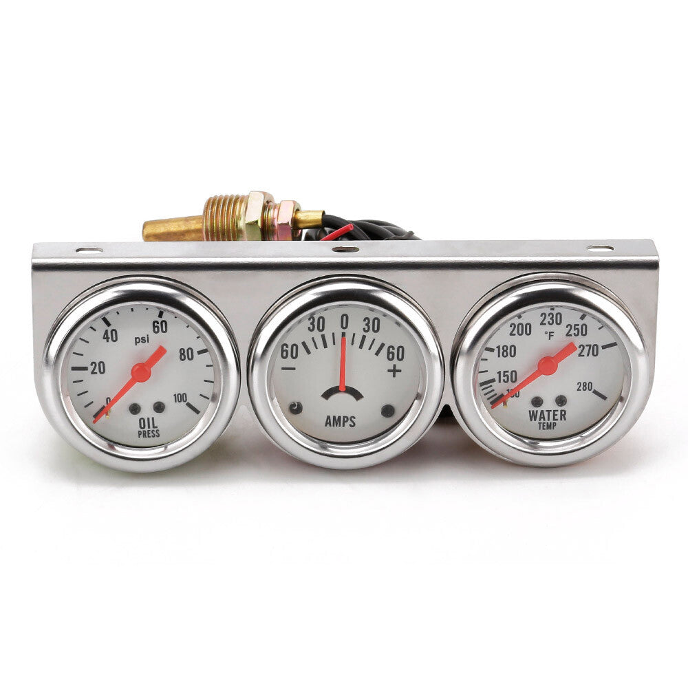 Universal 2' 52 mm Chromium Volt water and oil pressure three-specification instrument set