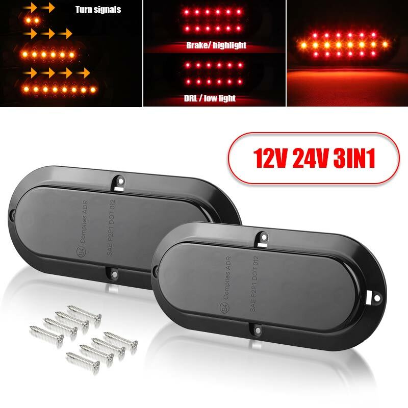 2x Trailer Truck LED Stop Flowing Sequential Amber Brake Turn Signal Tail Light
