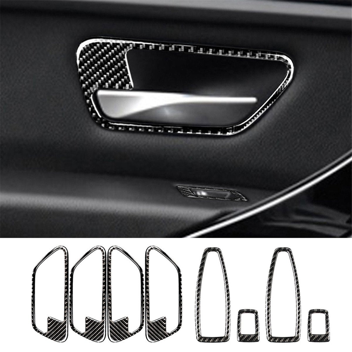 Carbon Fiber Door Handle Bowl Window Lift Trim for BMW 3 4 Series F30 GT 2013-19