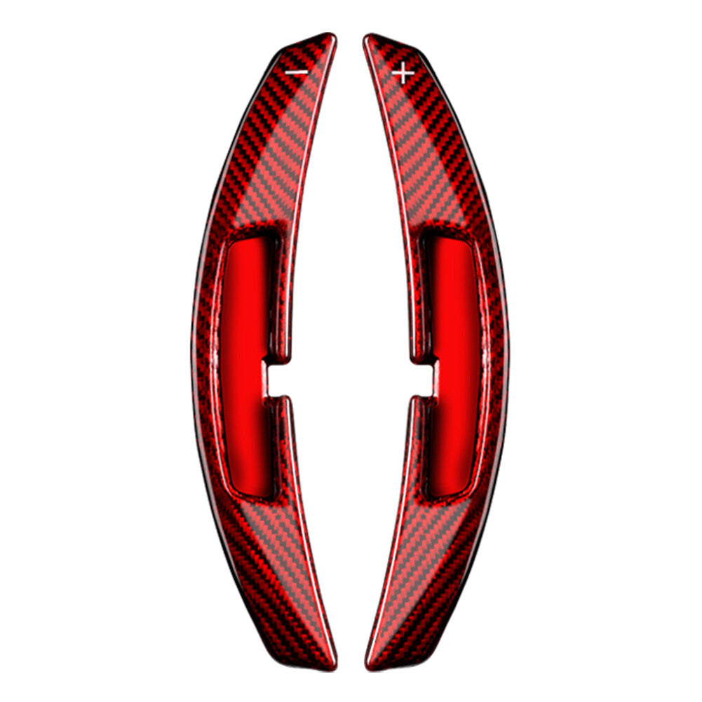 2x Steering Wheel Paddle Shifter Extension for Porsche 911 2021 Carbon Fiber Red
