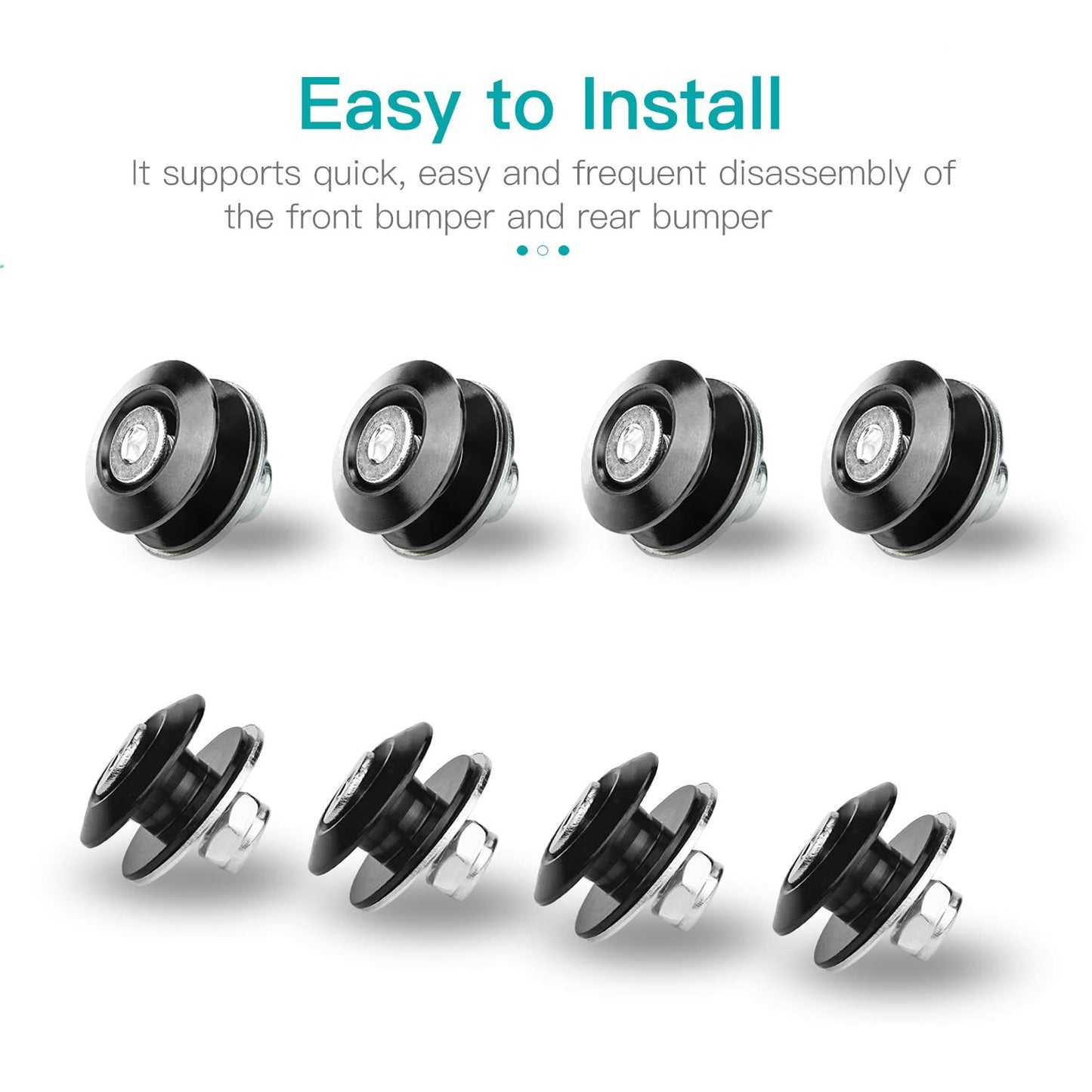JDM Bumper Quick Release Front and Rear Bumper Fasteners, 4 Pieces (Blue), 4 x O-rings