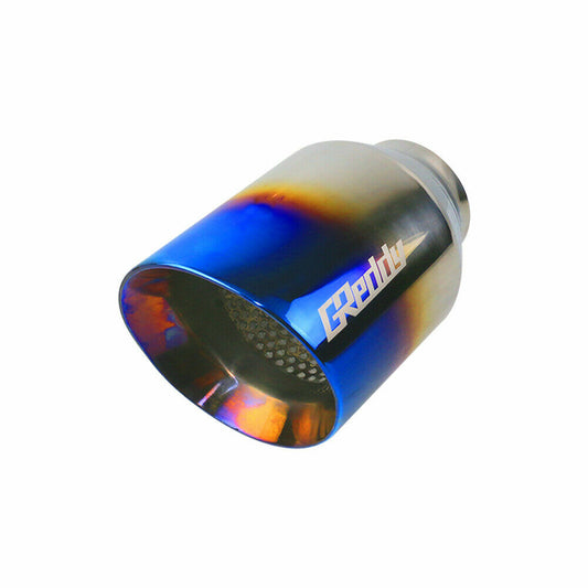 Universal 2.5'' ID 4'' OD Exhaust End Tip Muffler Burnt Blue Pipe Tip Slant Tip