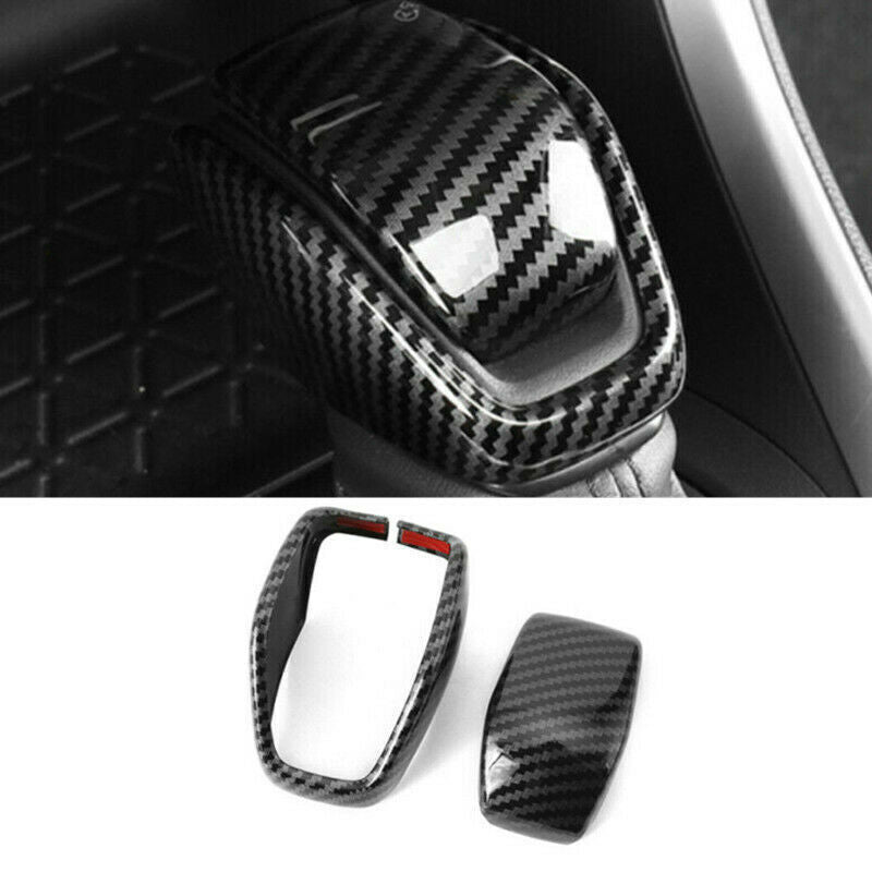 Carbon Fiber Style Gear Shift Knob Cover Cap Trim ABS for Toyota Venza 2021-2023