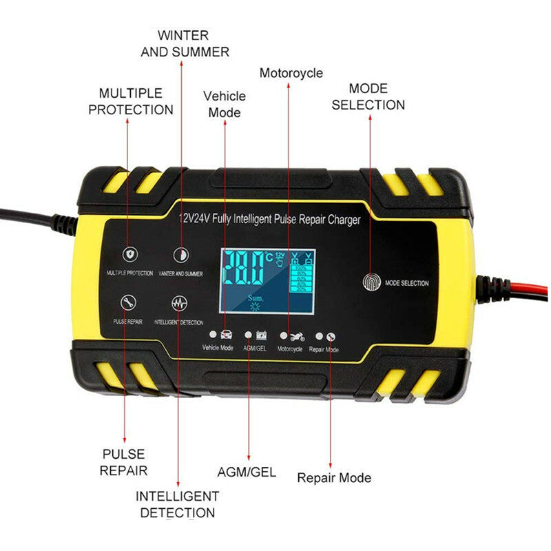 Car LCD Repair Battery Charger 12V 8A/24V 4A Automotive Pulse Repair Maintainer