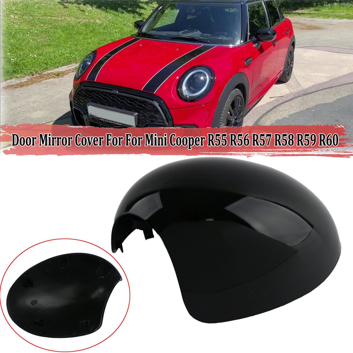 Left glossy black door mirror cover for Mini Cooper R60 R55 R56 R57 R58