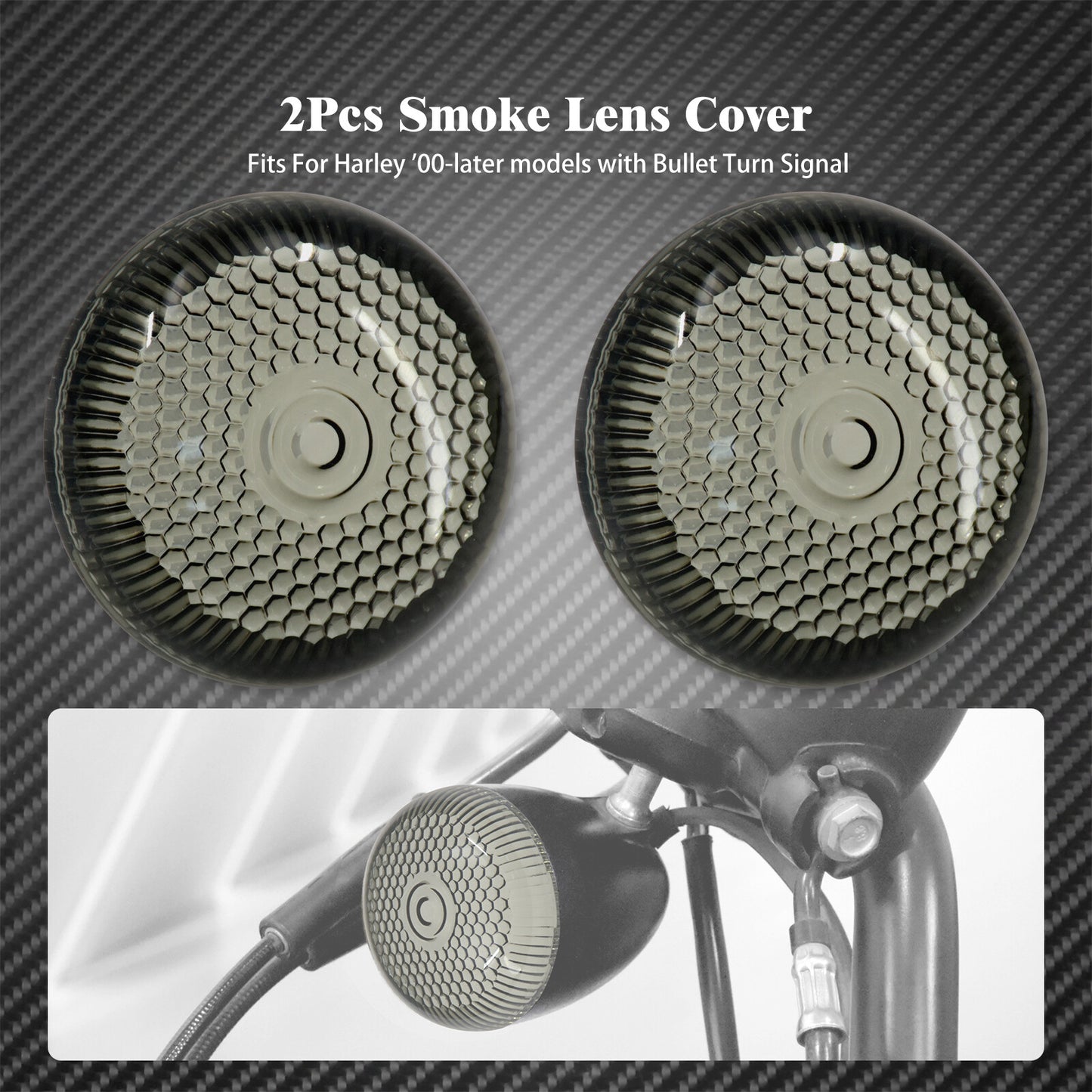 2x Smoke Bullet Turn Signals Light Lens Cover Fit for Harley FLRT FLTRX 2000-23