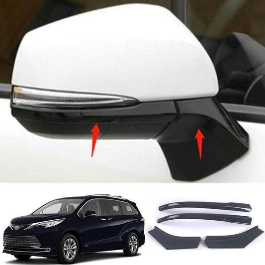 for Toyota for Sienna 21-24 Gloss Black Rearview Side Mirror Strip Moulding Trim 4P