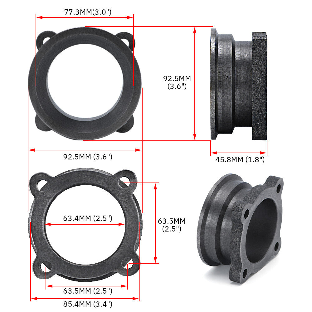 4 Bolts 2.5 to 3 V-Band Turbo Downpipe Exhaust Flange Adapter