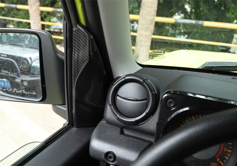 Front Triangle A-pillar Panel Trim Kit for Suzuki for Jimny 2019-22 ABS Carbon Fiber