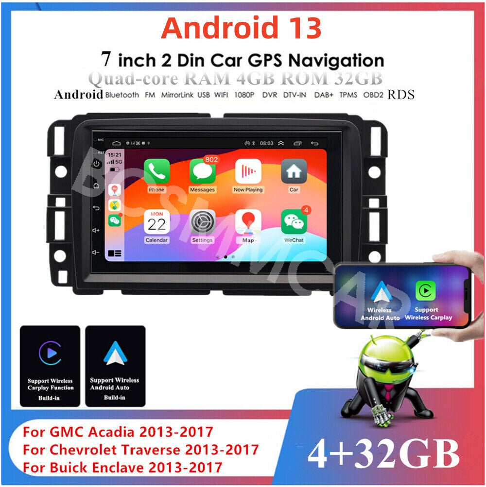 Car Stereo Radio Touch Screen GPS For Apple Carplay Fit for GMC Acadia 2013-2017