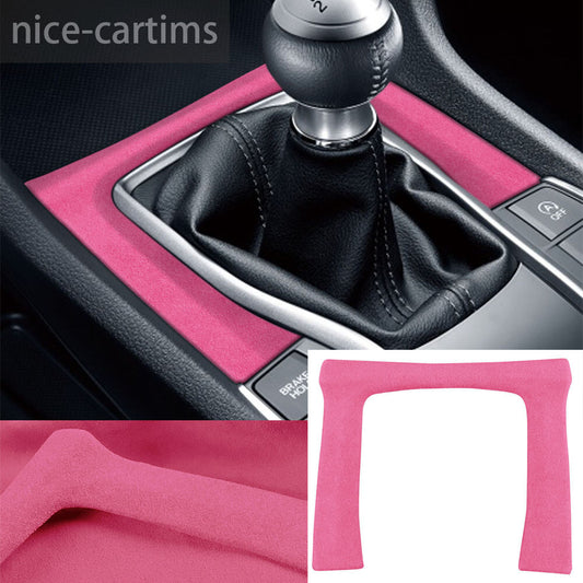 Kit for Honda for Civic 10th 2016-21 Console Manual Gear Shift Panel Trim Suede Pink