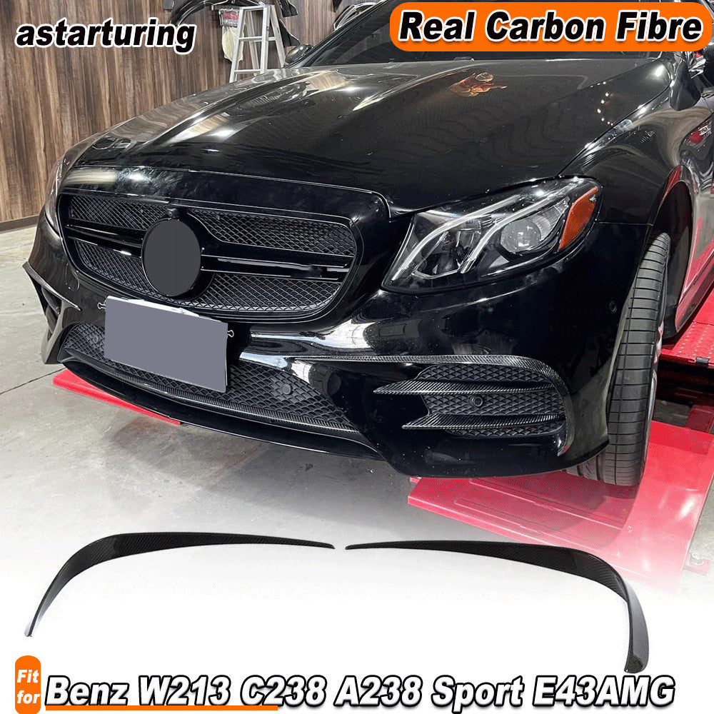 for Mercedes W213 C238 A238 Sport E43 REAL CARBON Front Bumper Splitters Fins